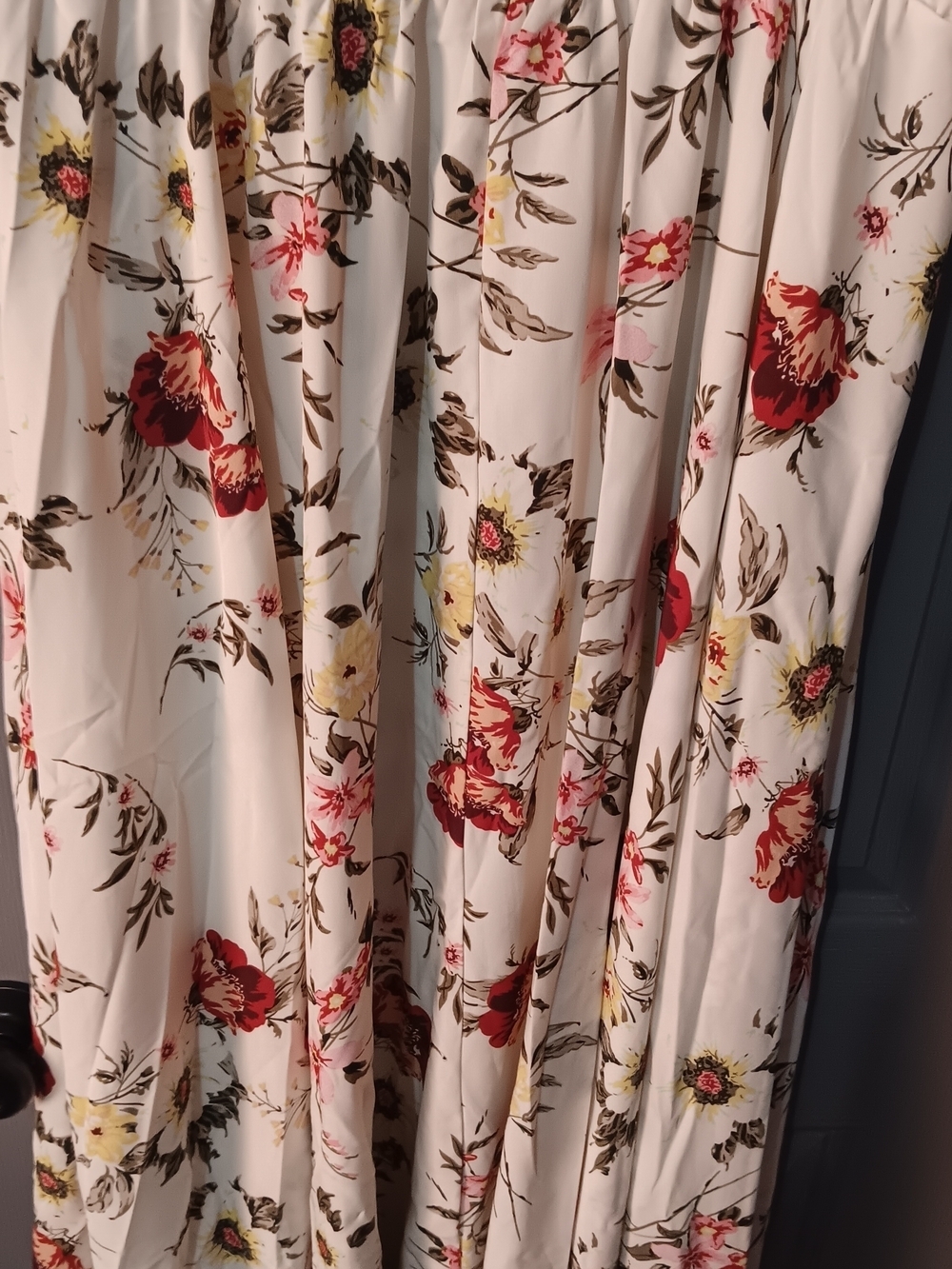 Women's Cream Floral Maxi Dress with Puff Sleeves - Picture 6 of 8